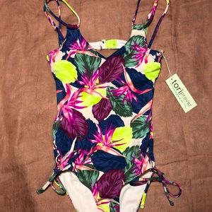 Tori Praver Tropical One Piece Swimsuit NWT
